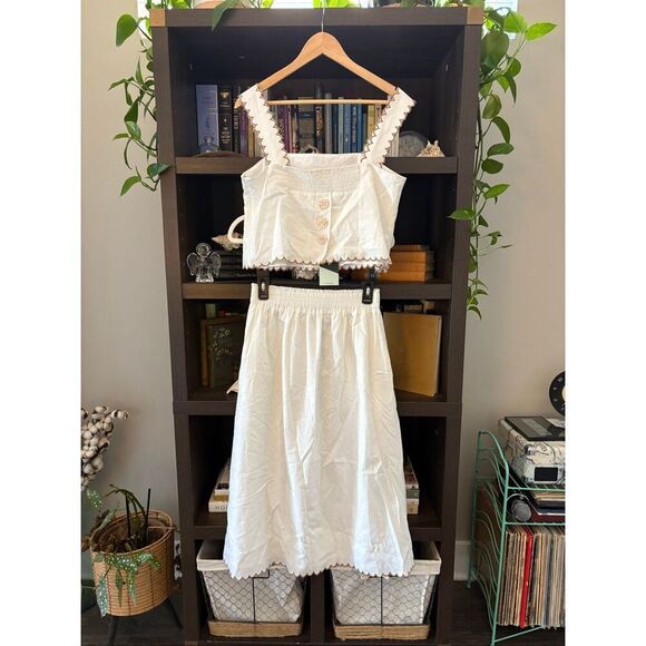 NWT Tuckernuck White Scallop Cece Tola Top & Skirt Set Size Medium - Picture 3 of 13